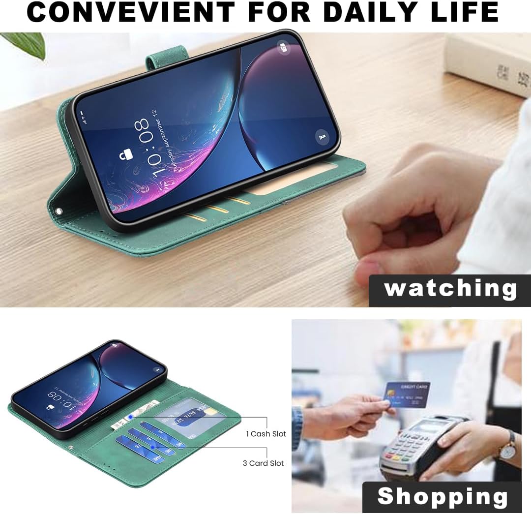 Denim pebbled phone case for iPhone 16E, magnetic buckle wallet case, flip-top stand for shock protection Red