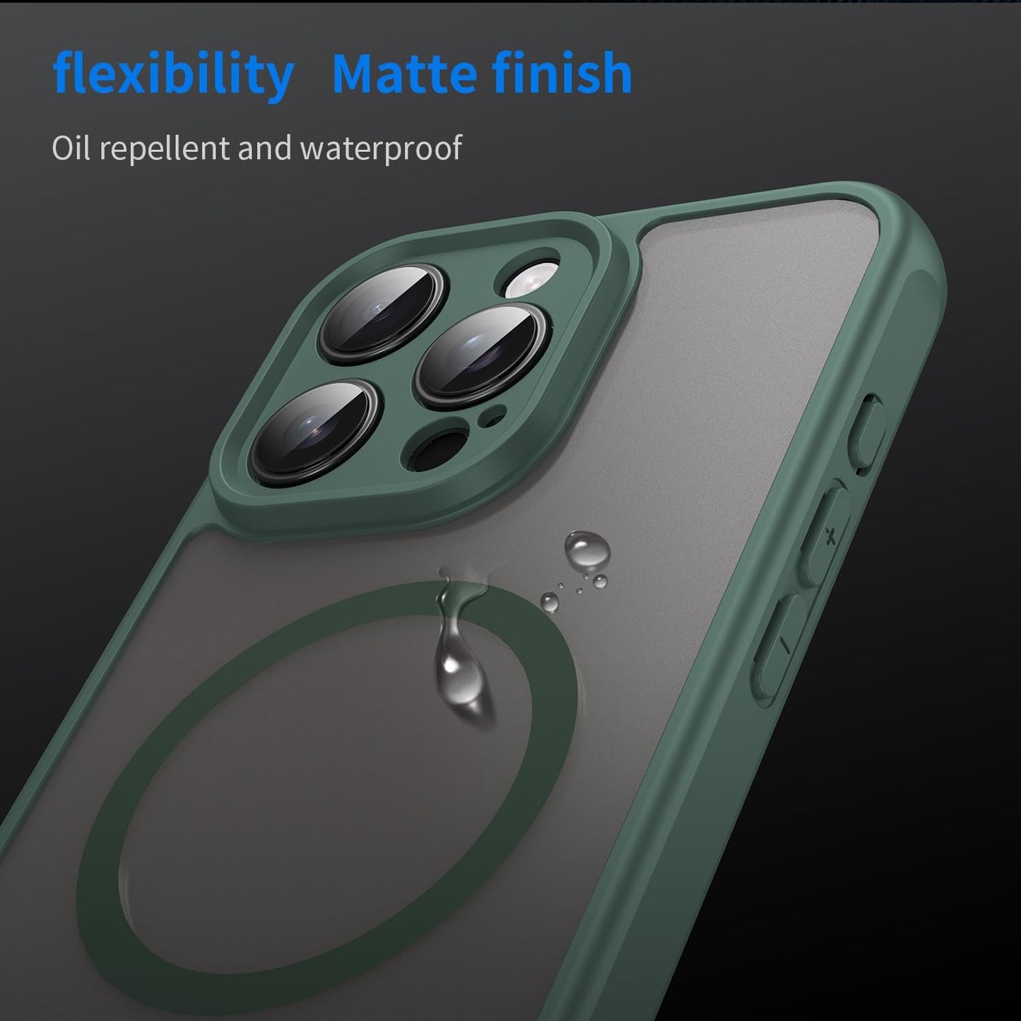 Magnetic translucent case for iPhone 16 Pro max, supports wireless charging, Shockproof slim protective case for iPhone 16 Pro max Shock-resistant slim case Blue