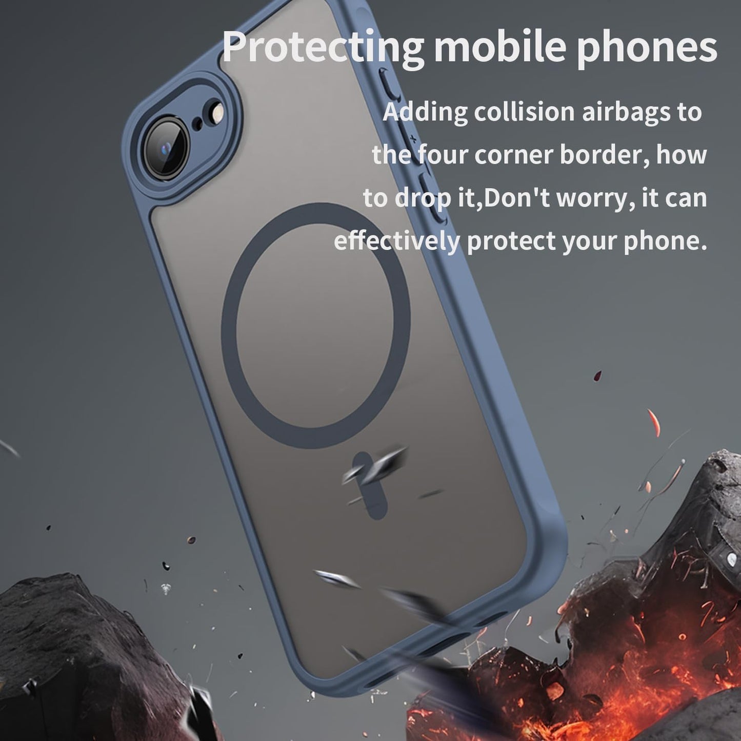 Magnetic translucent case for iPhone 16E, supports wireless charging, Shockproof slim protective case for iPhone 16E Shock-resistant slim case Purple