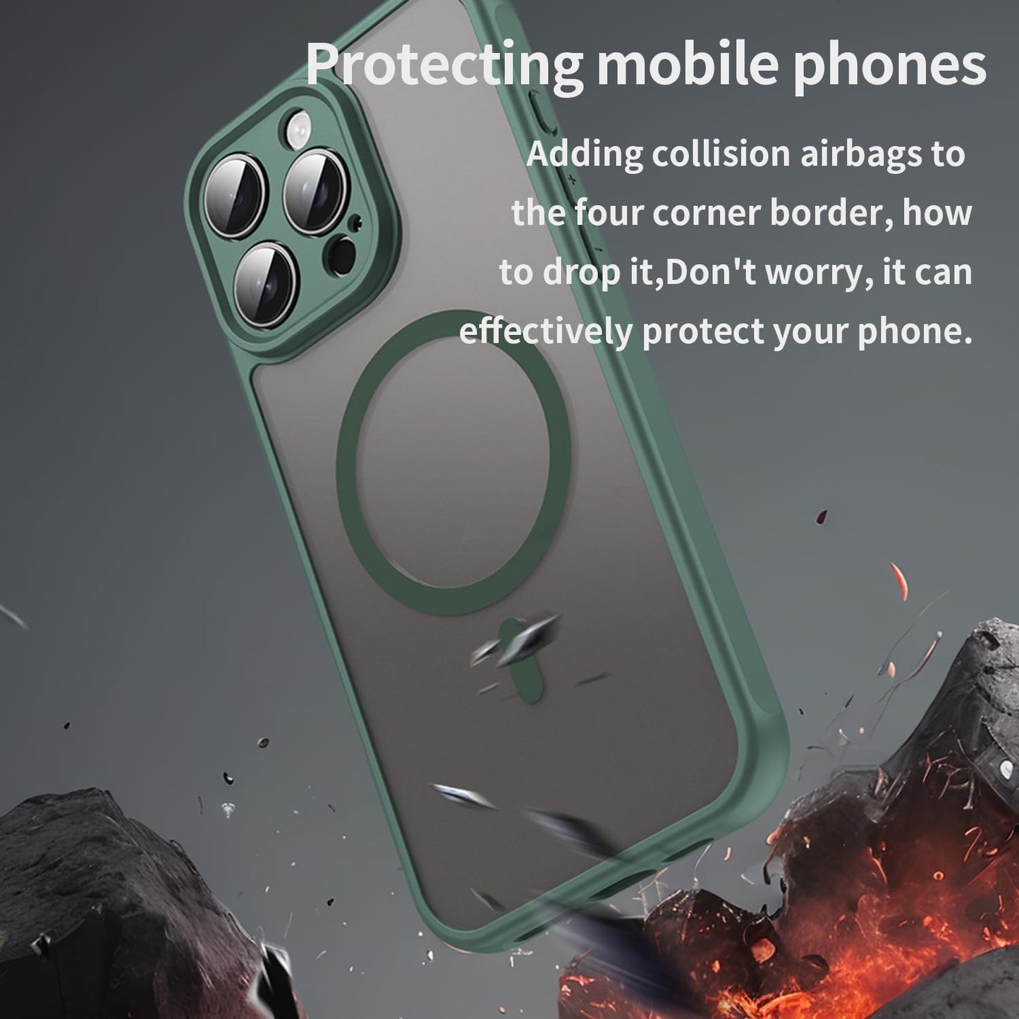 Magnetic translucent case for iPhone 16 Pro max, supports wireless charging, Shockproof slim protective case for iPhone 16 Pro max Shock-resistant slim case Blue
