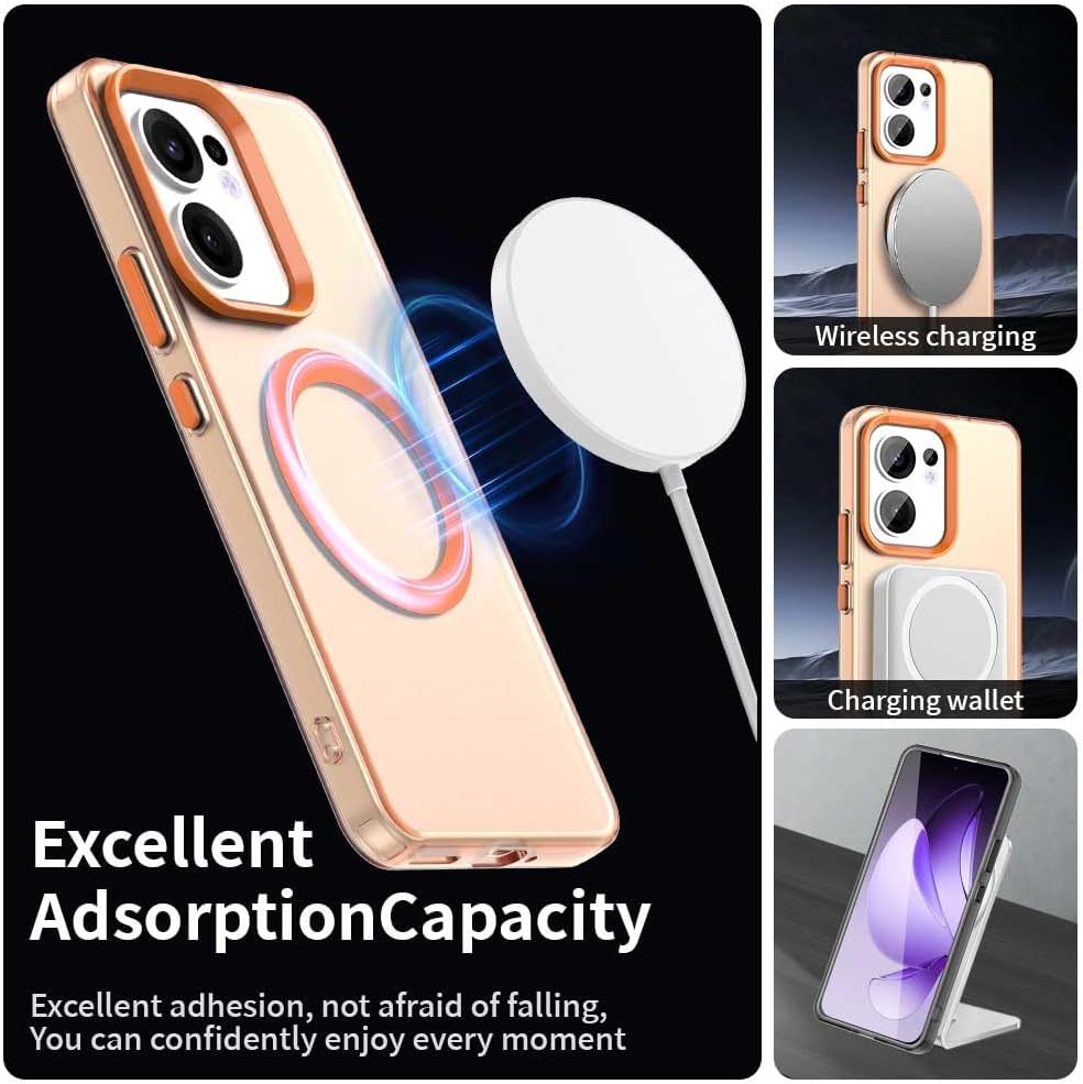 iTape TPU magnetic candy color mobile phone case for OPPO Reno 13F 5G, supports wireless charging, four-corner airbag protection, military anti-fall mobile phone case Red