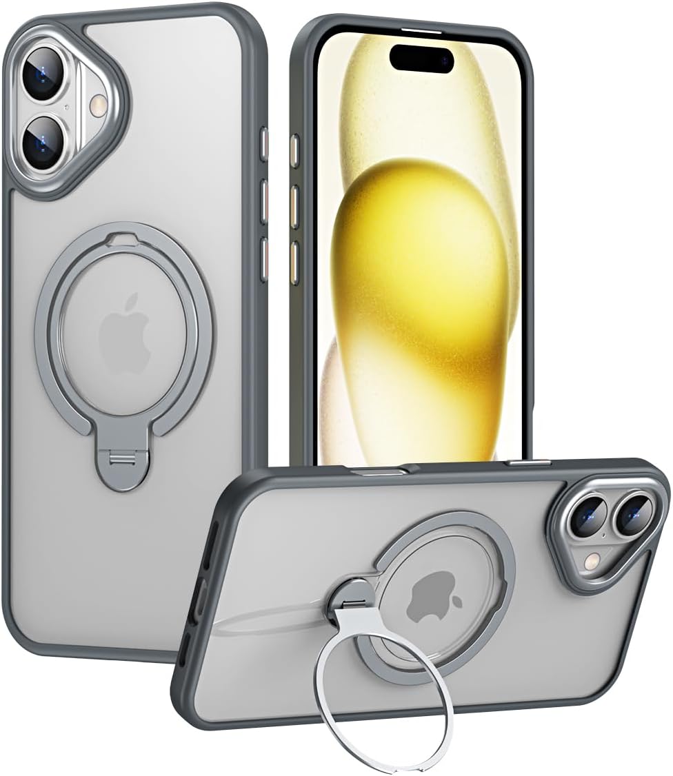 Silicone phone case for iPhone 16, translucent phone case military shockproof protection ultra-thin case, magnetic car mount, supports wireless charging transparent