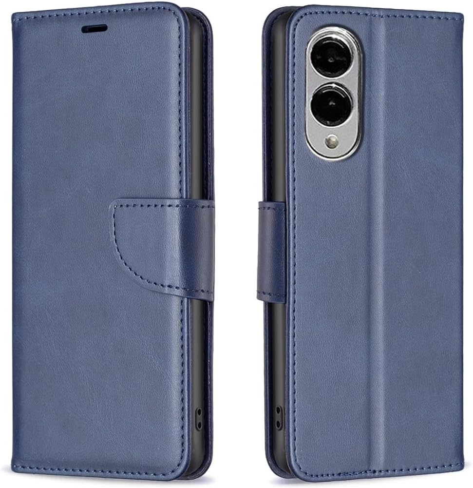 iTape Solid lambskin leather phone case for Samsung Galaxy S25 Edge, snap wallet style case, flip stand shock protection Brown