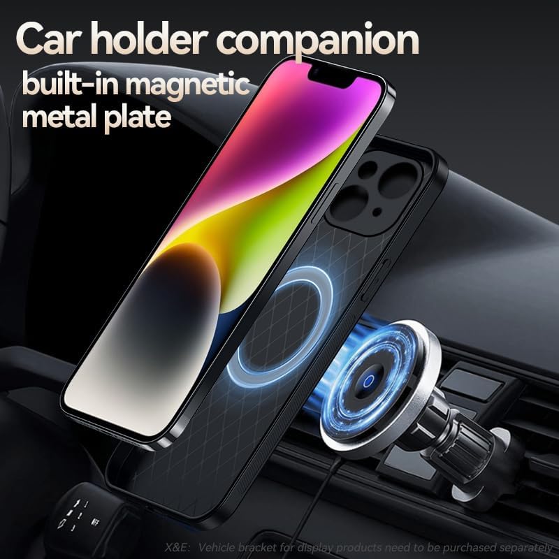Leather phone case suitable for iPhone 14, soft touch, shockproof, dustproof, anti-slip phone case magnetic car mount Support wireless charging navy