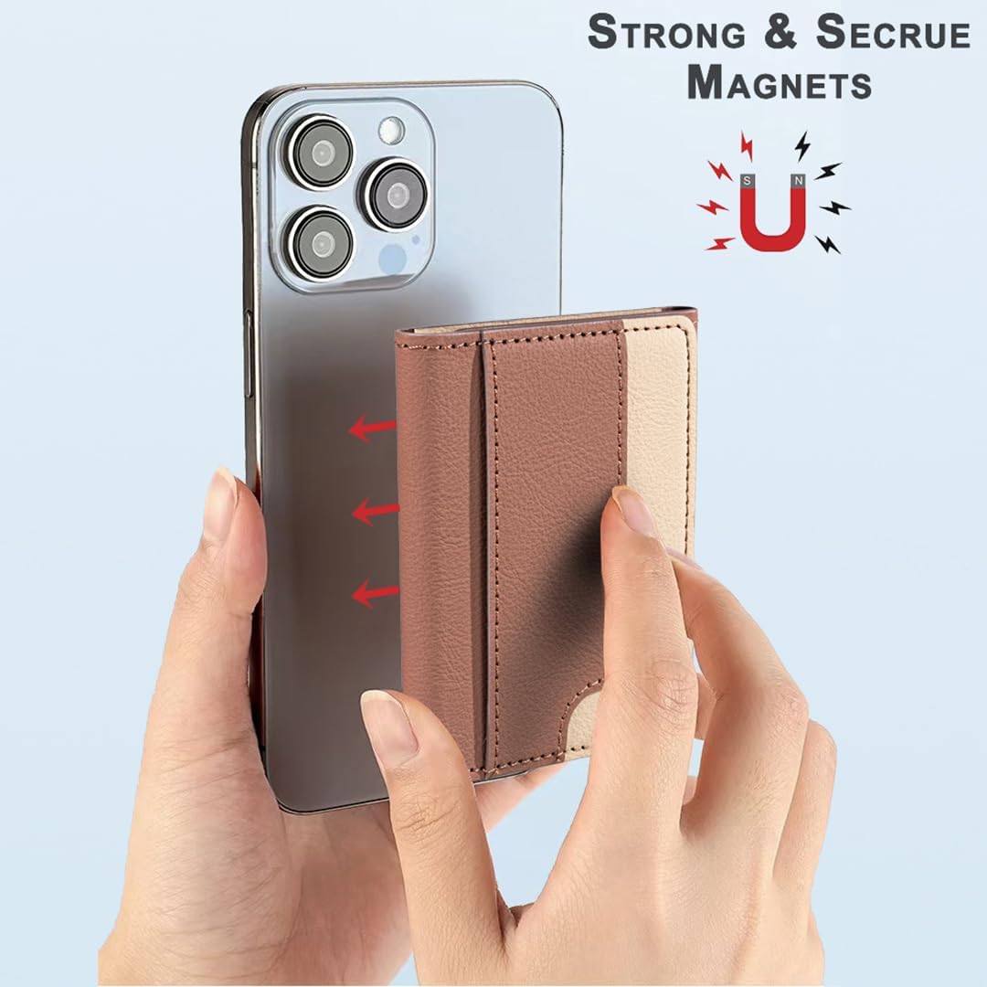 iTape Leather Magnetic Phone Wallet Compatible with Various Phone Models Android and iOS, Colorblock Horizontal Magnetic Card Holder Ultra-thin Wallet Card Holder Flip Stand Green