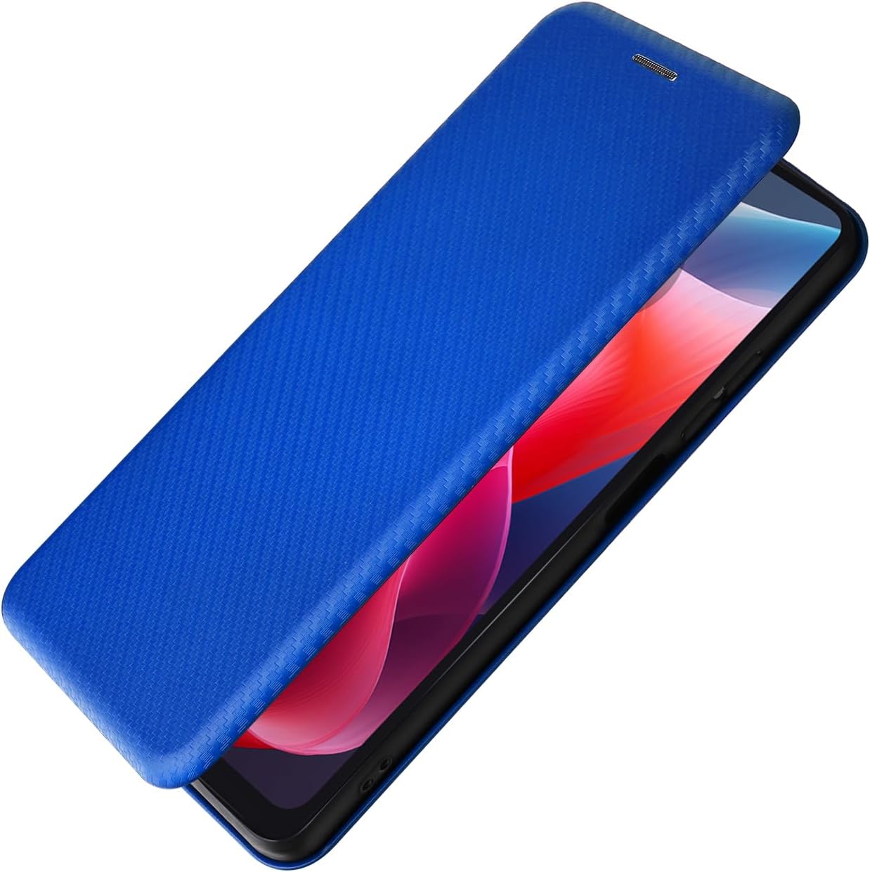 iTape Carbon fiber phone case for Motorola Moto G 04. Magnetic flip phone case, credit card slot, wallet case, shockproof and drop-proof Green