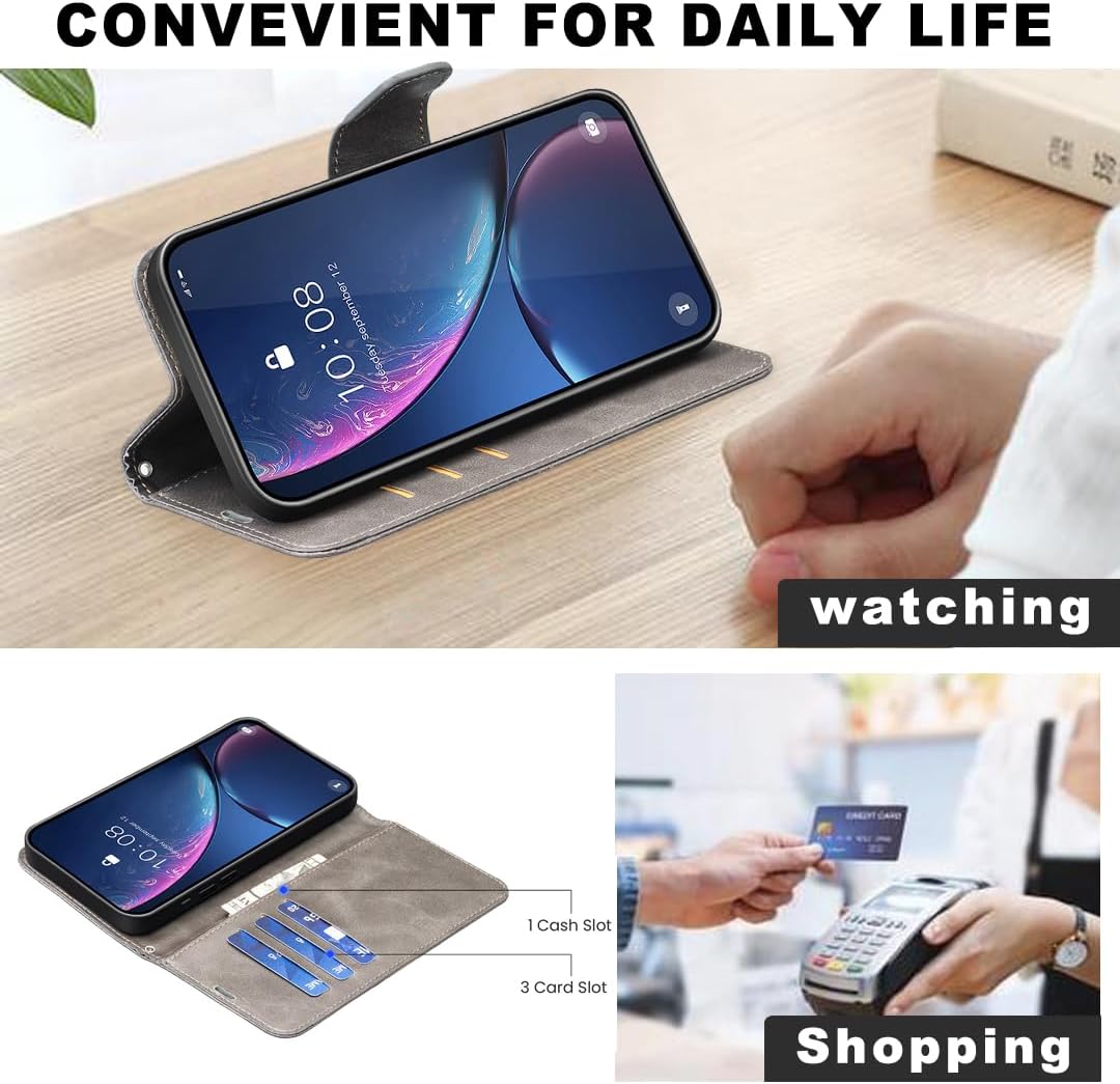 iTape Solid lambskin leather phone case for Samsung Galaxy S25 Edge, snap wallet style case, flip stand shock protection Brown