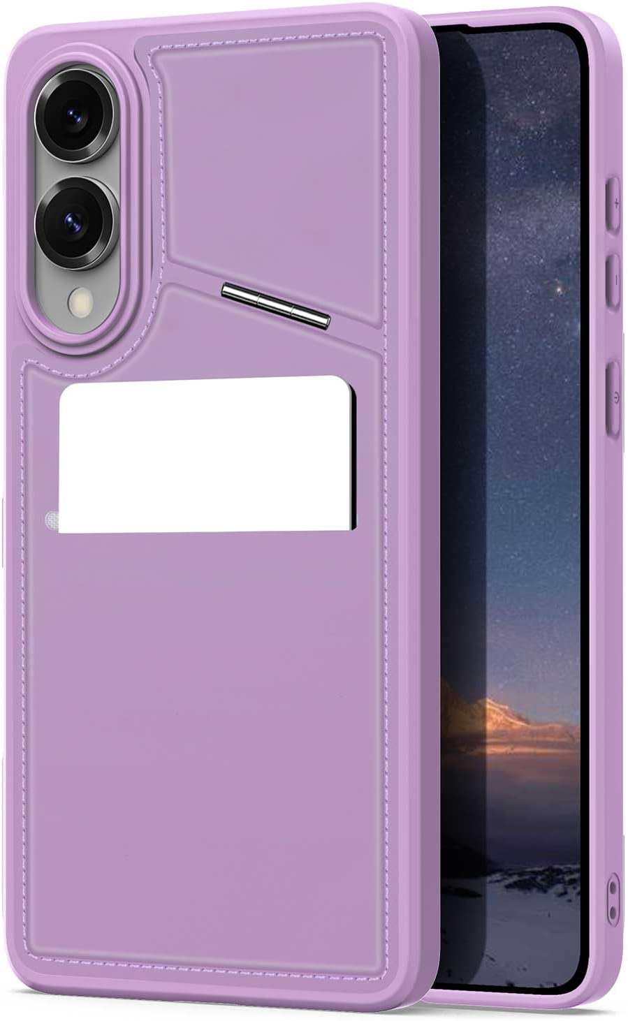 iTape 3 in 1 Magnetic Holder Phone Case for Samsung Galaxy S25 Edge, Wireless Charging Dual Card Phone Case Compatible with Samsung Galaxy S25 Edge RFID anti-theft card Purple