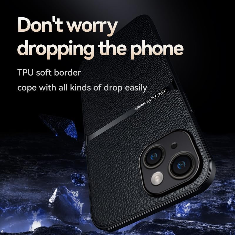Leather phone case suitable for iPhone 14, soft touch, shockproof, dustproof, anti-slip phone case magnetic car mount Support wireless charging navy