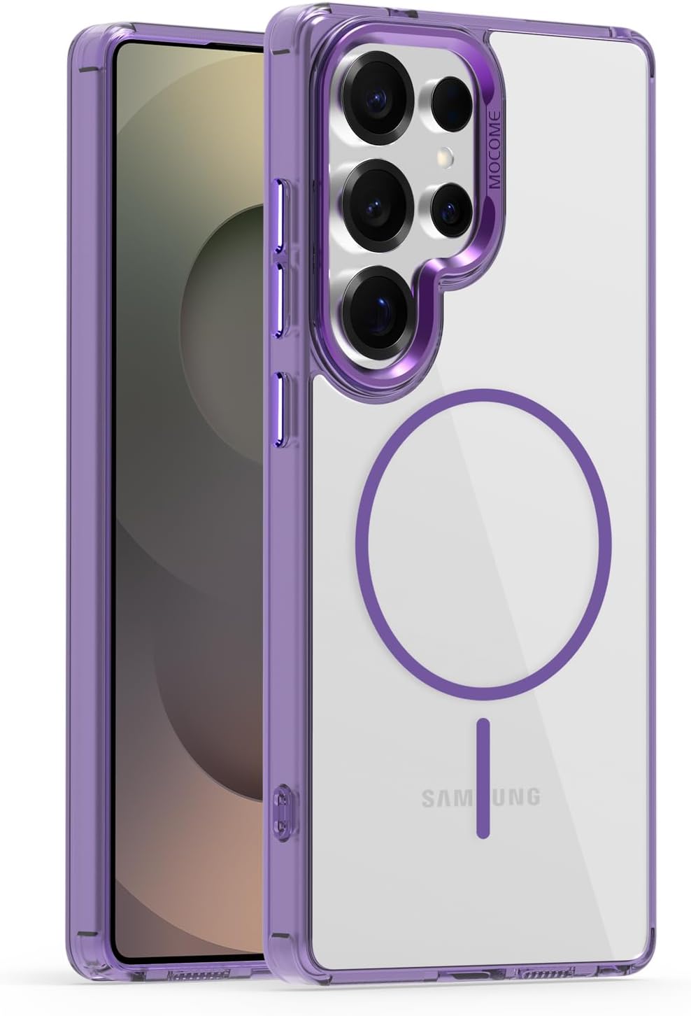 iTape Magnetic transparent phone case for Samsung Galaxy S25 Ultra, supports wireless charging, military-grade drop-proof, Car magnetic bracket 2 in 1 magnetic card holder