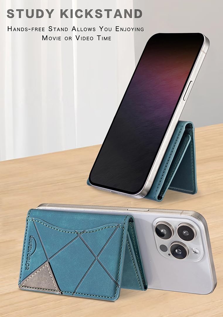 iTape Leather Magnetic Phone Wallet Compatible with Various Phone Models Android and iOS, Ultra-thin Trifold Wallet Card Holder Flip Stand Purple