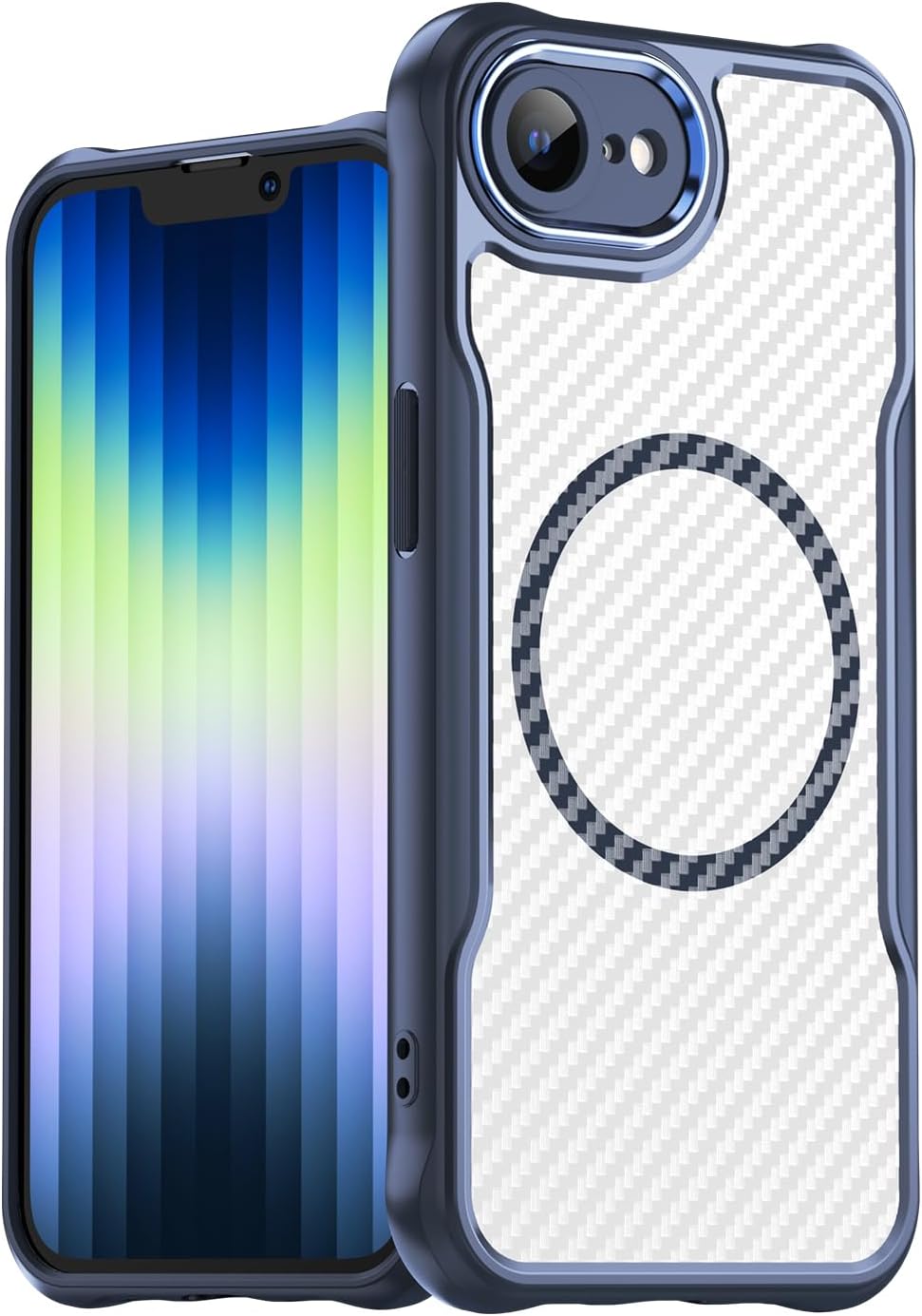 Magnetic carbon fibre case for iPhone 16E, support wireless charging, carbon fibre shockproof slim case Purple