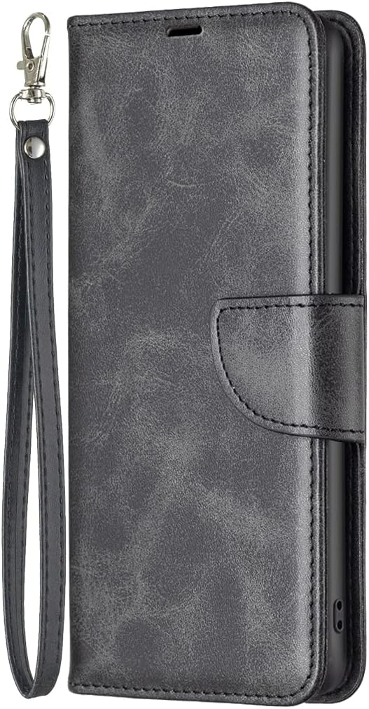 iTape Solid lambskin leather phone case for Samsung Galaxy S25 Edge, snap wallet style case, flip stand shock protection Brown