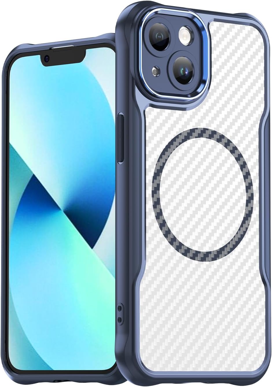 Magnetic carbon fibre case for iPhone 13, support wireless charging, carbon fibre shockproof slim case Purple