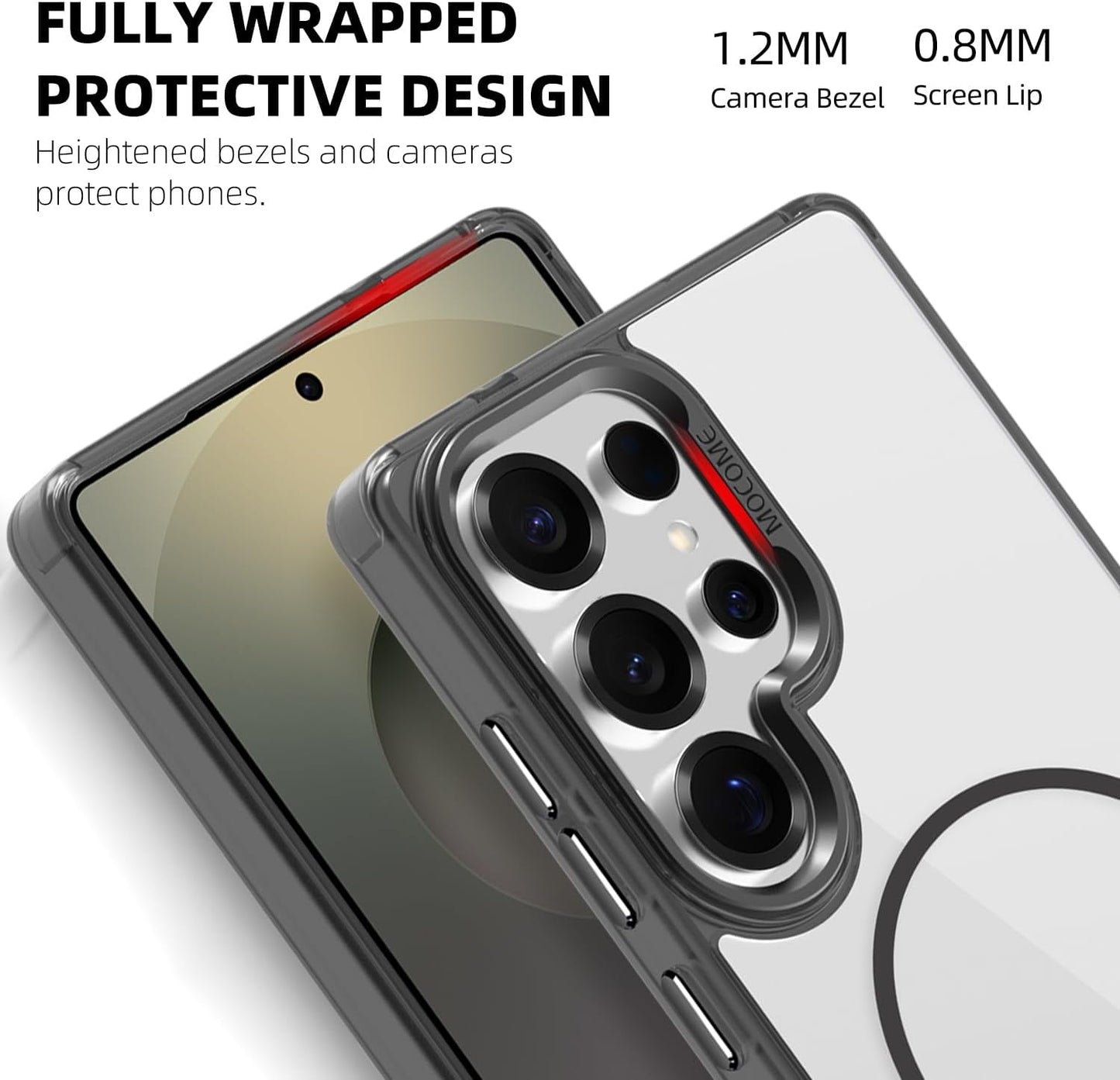 iTape Magnetic transparent phone case for Samsung Galaxy S25 Ultra, supports wireless charging, military-grade drop-proof, Car magnetic bracket 2 in 1 magnetic card holder