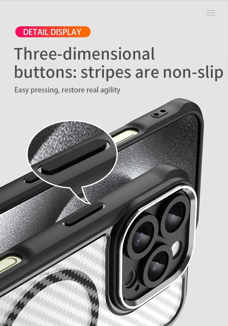 iTape Carbon fiber phone case for iPhone16 Pro, double-layer shockproof airbag anti-drop protective case, heavy-duty ultra-thin TPU shell, supports wireless charging Purple