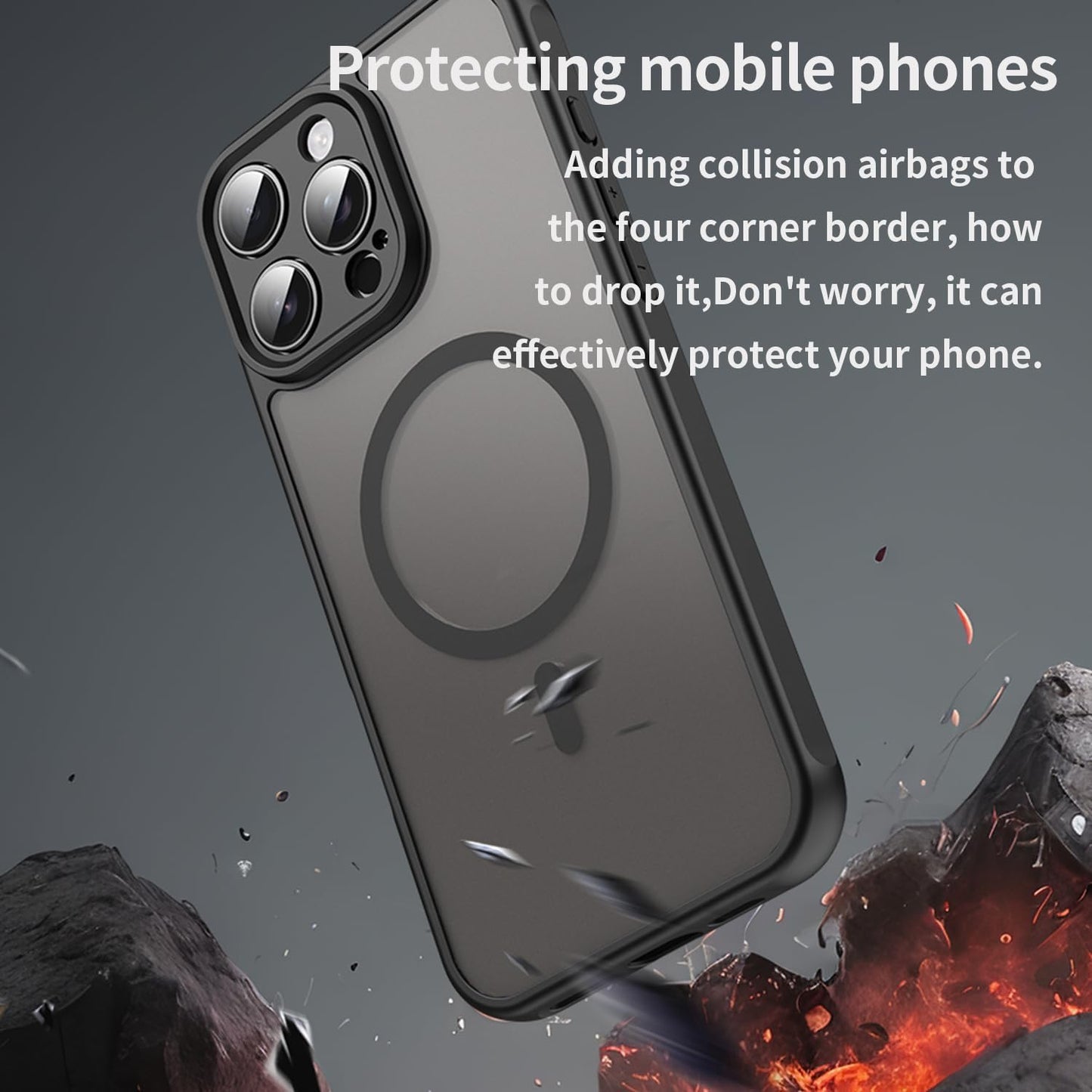 Magnetic translucent case for iPhone 16 Pro max, supports wireless charging, Shockproof slim protective case for iPhone 16 Pro max Shock-resistant slim case Blue