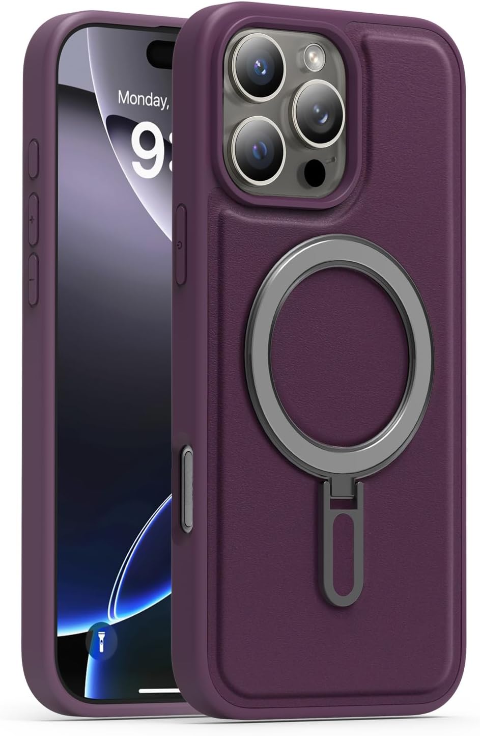 Magnetic phone case for iPhone 16 Pro max, silver magnetic ring supports wireless charging, military-grade drop resistance, compatible with iPhone 16 Pro max