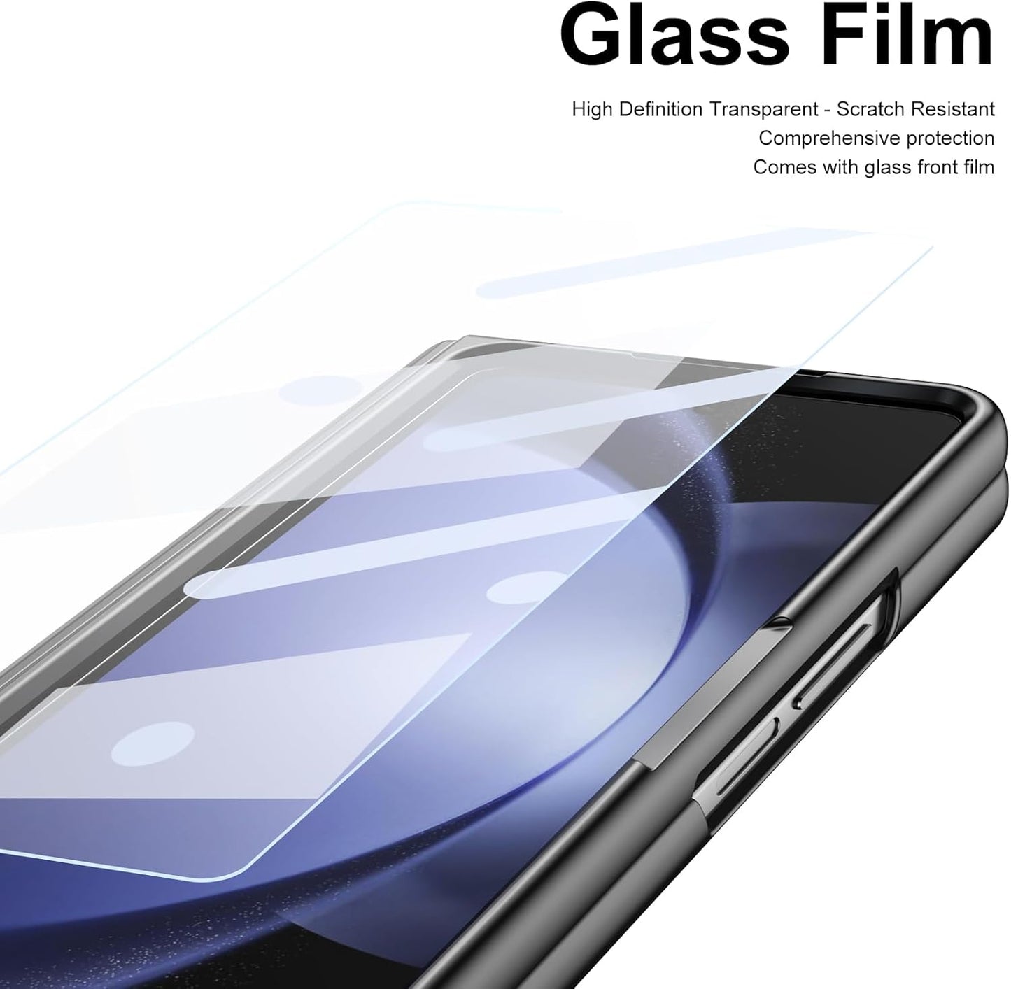 Lightweight phone case for Samsung Galaxy Z Fold5, hinged case supports wireless charging with lens protection, screen protector, complimentary stylus, drop-proof and fingerprint resistant