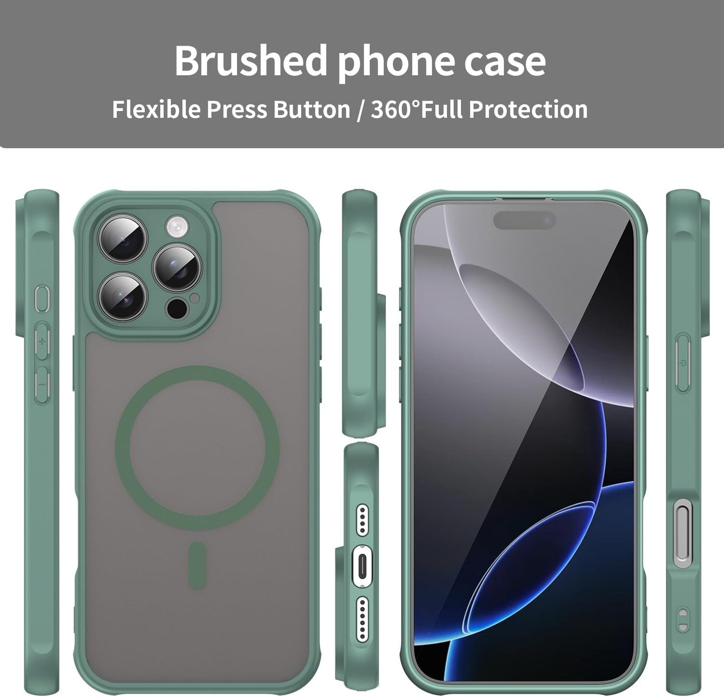 Magnetic translucent case for iPhone 16 Pro max, supports wireless charging, Shockproof slim protective case for iPhone 16 Pro max Shock-resistant slim case Blue