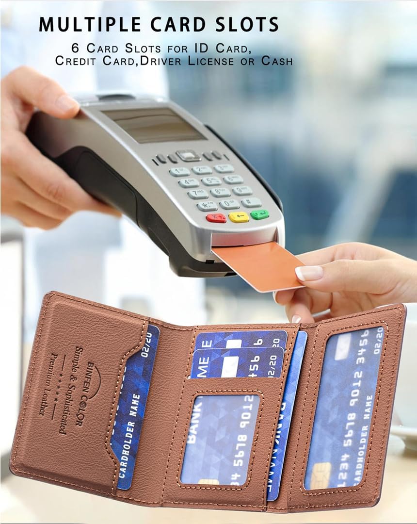 iTape Leather Magnetic Phone Wallet Compatible with Various Phone Models Android and iOS, Solid Color Magnetic Card Holder Ultra-thin Trifold Wallet Card Holder Flip Stand Red