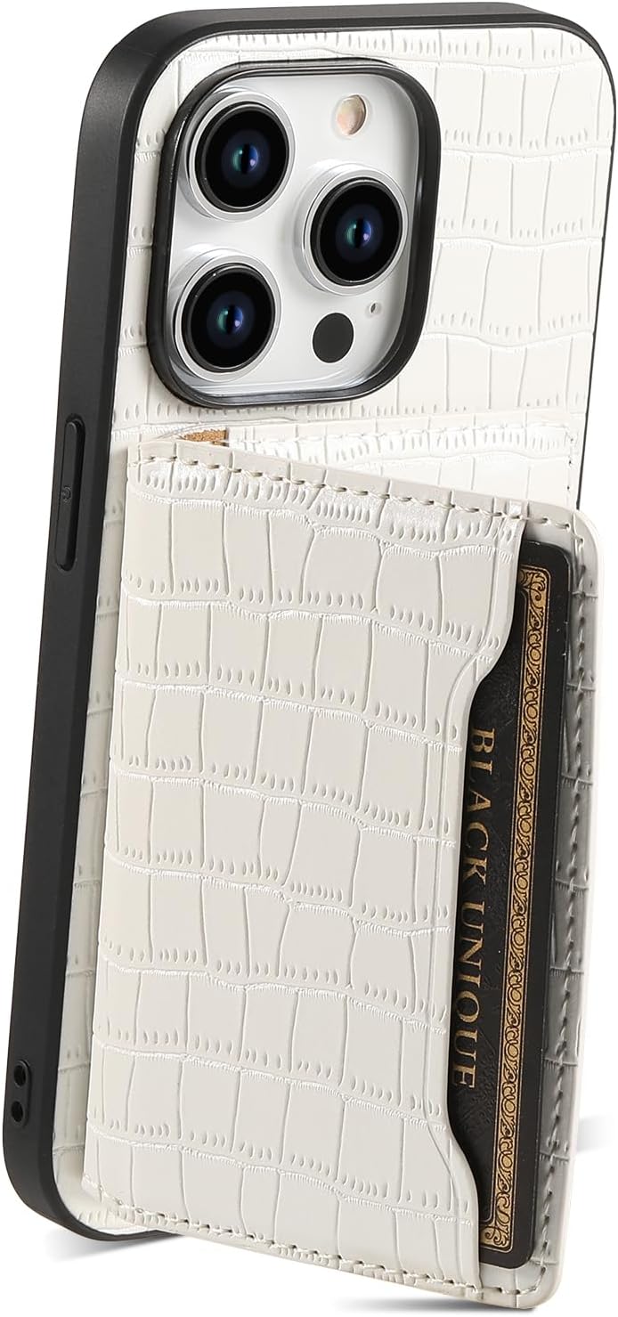 Crocodile pattern phone case suitable for iPhone 15 Pro max, magnetic card holder holder card slot phone case, Green