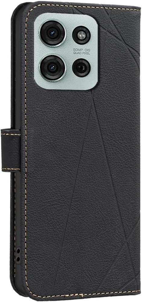 iTape Wallet phone case for Motorola Moto G75, RFID anti-theft wallet, pressed edge leather case flip cover stand Blue