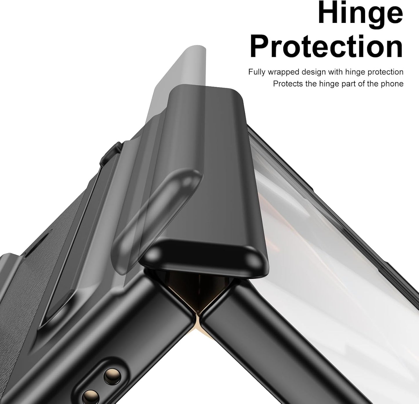 iTape Lightweight phone case for Samsung W25, hinged case supports wireless charging with lens protection, screen protector, complimentary stylus, drop-proof and fingerprint resistant Gold