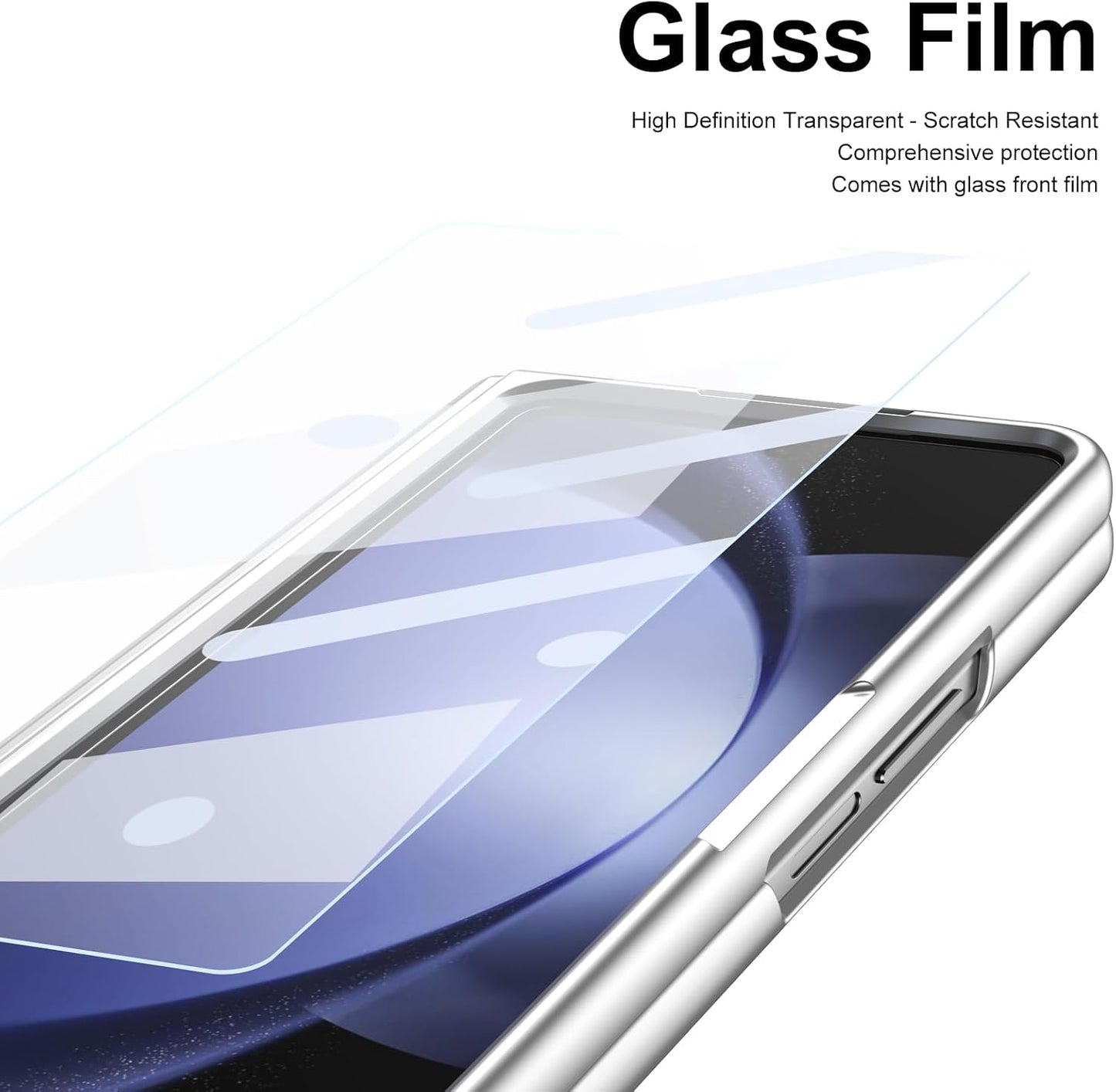 Lightweight phone case for Samsung Galaxy Z Fold5, hinged case supports wireless charging with lens protection, screen protector, complimentary stylus, drop-proof and fingerprint resistant