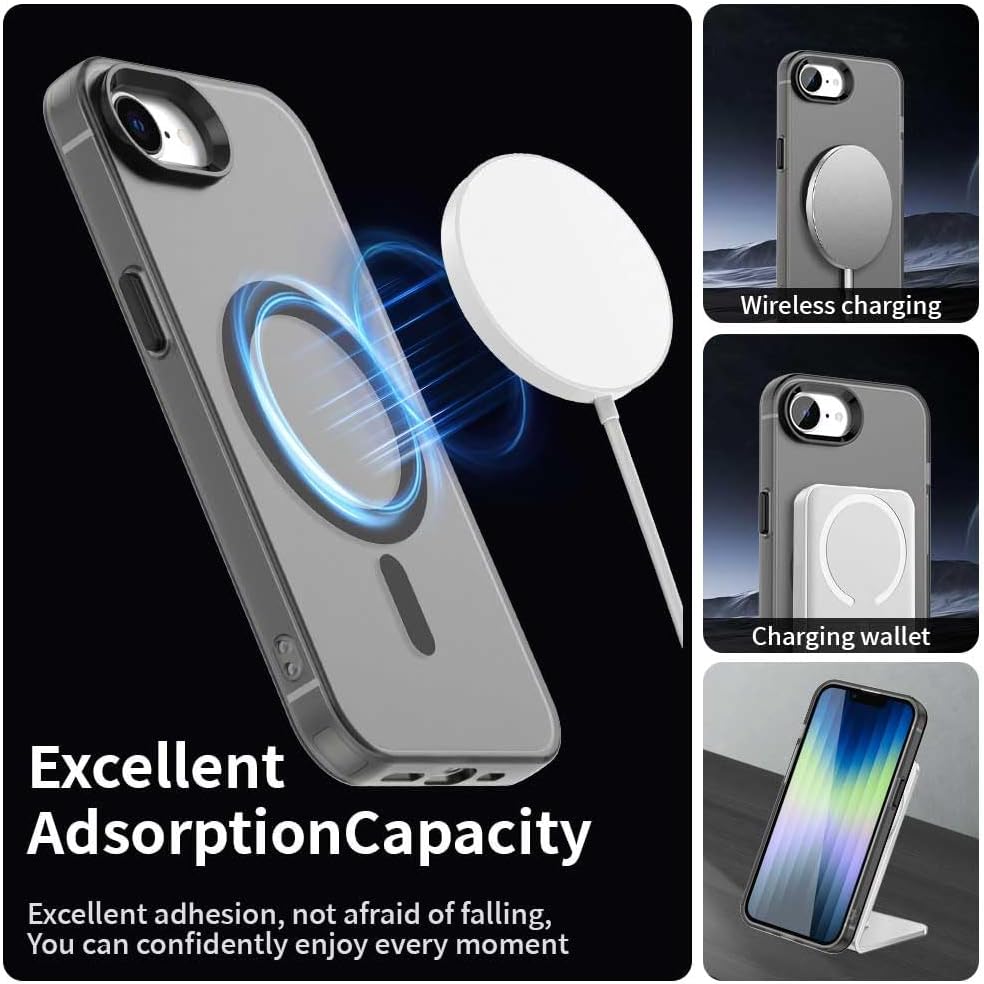 TPU magnetic candy color mobile phone case for iPhone 16E, supports wireless charging, four-corner airbag protection, military anti-fall mobile phone case Red