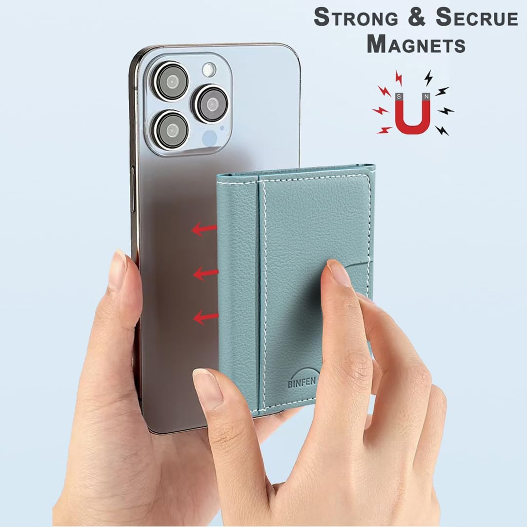 iTape Leather Magnetic Phone Wallet Compatible with Various Phone Models Android and iOS, Solid Color Magnetic Card Holder Ultra-thin Trifold Wallet Card Holder Flip Stand Red