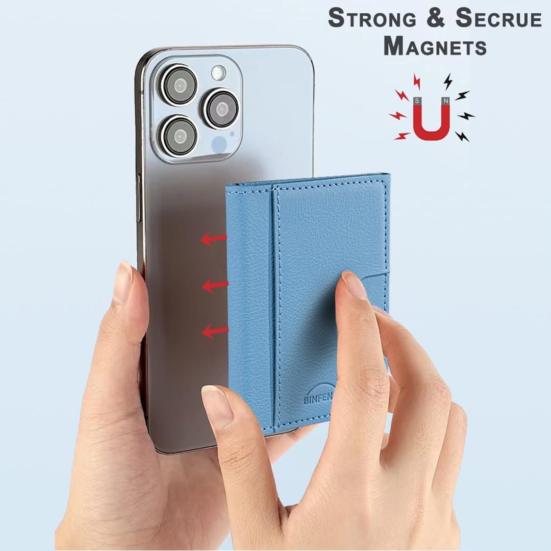 iTape Leather Magnetic Phone Wallet Compatible with Various Phone Models Android and iOS, Solid Color Magnetic Card Holder Ultra-thin Trifold Wallet Card Holder Flip Stand Red