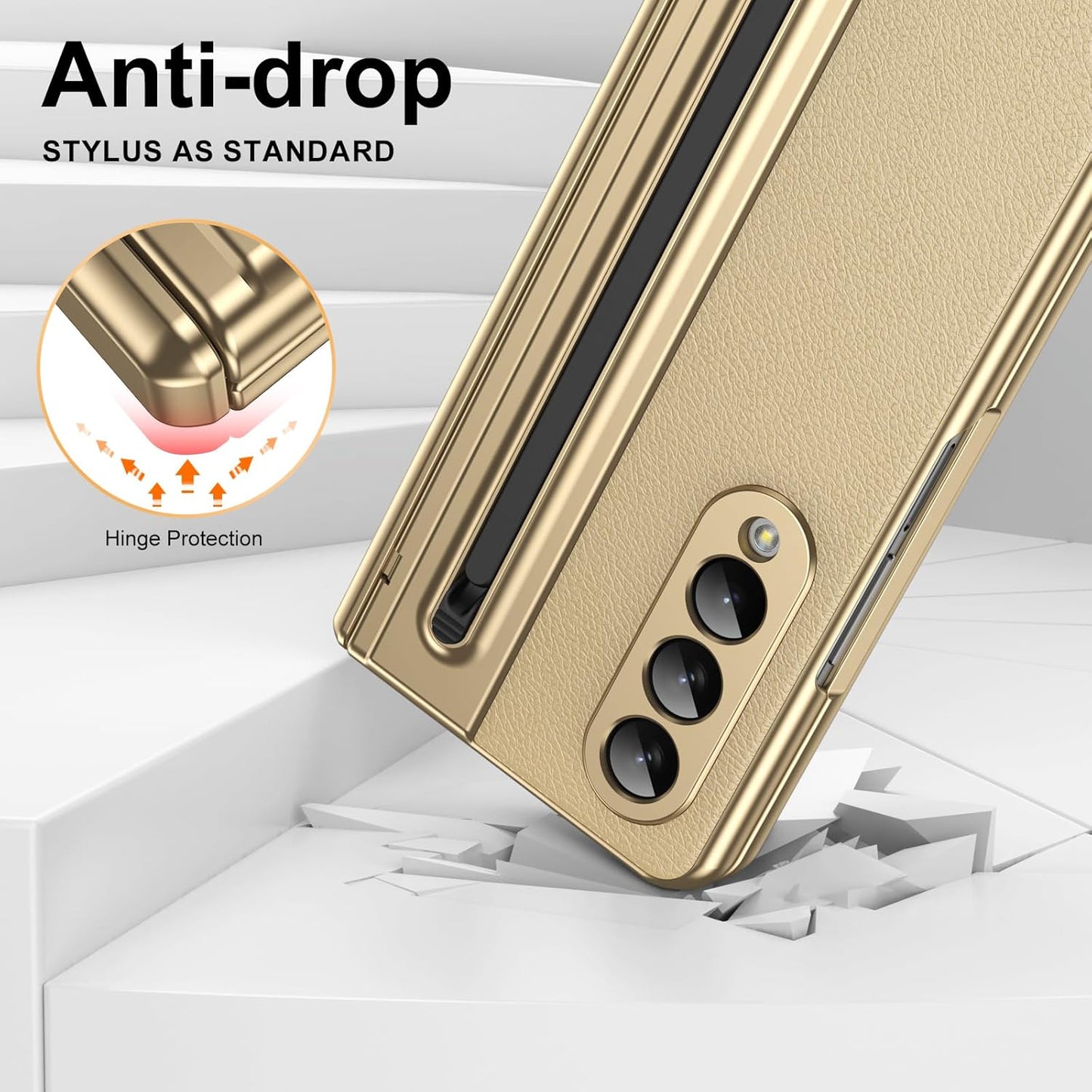 iTape Lightweight phone case for Samsung Galaxy Z Fold4, hinged case supports wireless charging with lens protection, screen protector, complimentary stylus, drop-proof and fingerprint resistant Blue