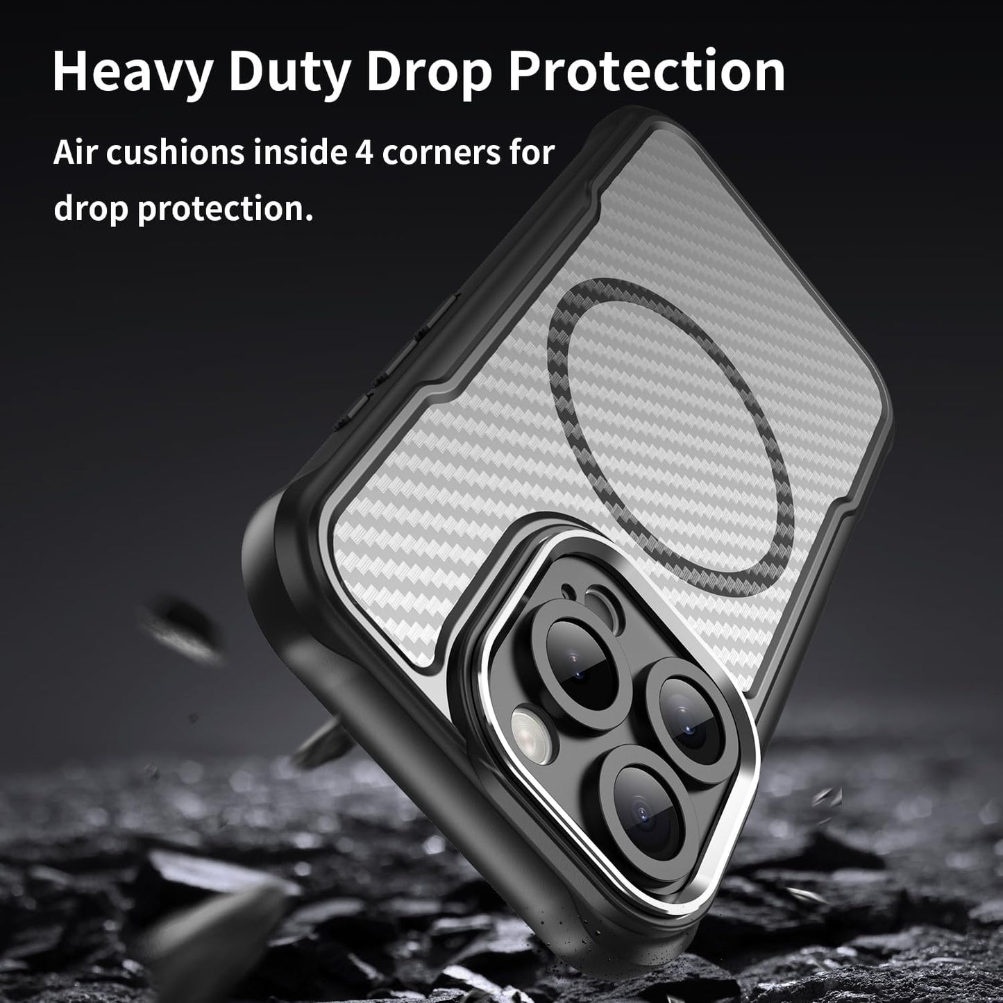 Magnetic carbon fibre case for iPhone 16 Pro, support wireless charging, carbon fibre shockproof slim case Purple