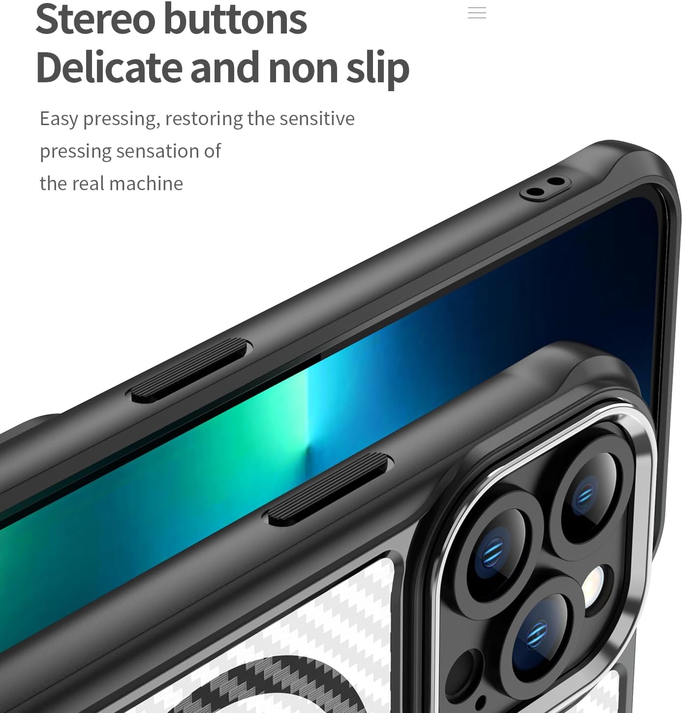 Magnetic carbon fibre case for iPhone 13 Pro, support wireless charging, carbon fibre shockproof slim case Purple