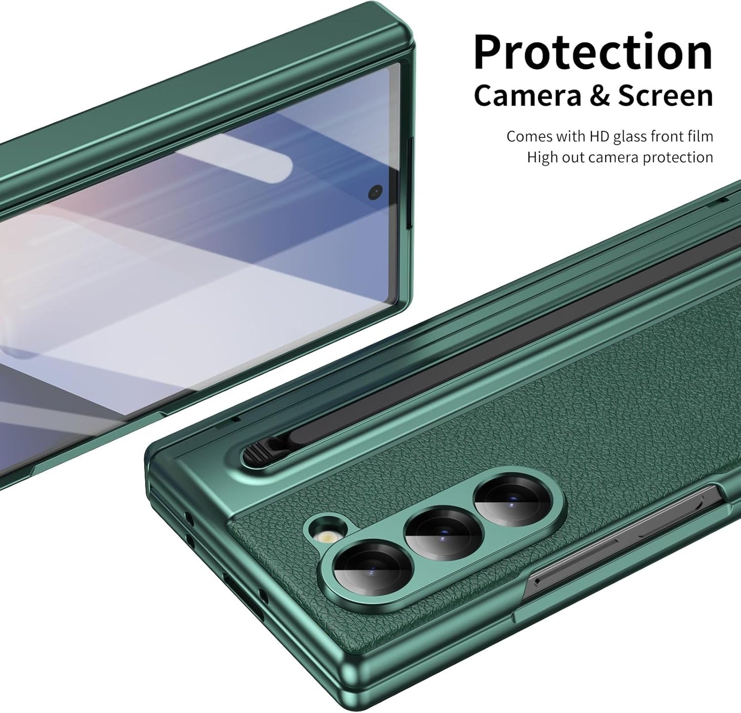 Lightweight phone case for Samsung Galaxy Z Fold6, hinged case supports wireless charging with lens protection, screen protector, complimentary stylus, drop-proof and fingerprint resistant