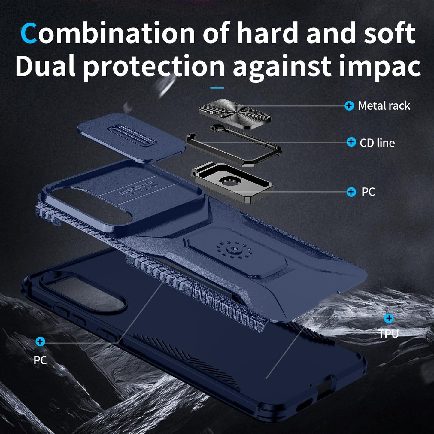 Magnetic car mount 2 in 1 phone case for Samsung Galaxy S25 Edge, double layer shockproof and drop-proof protective case. 360° rotating bracket finger ring buckle push window lens protection