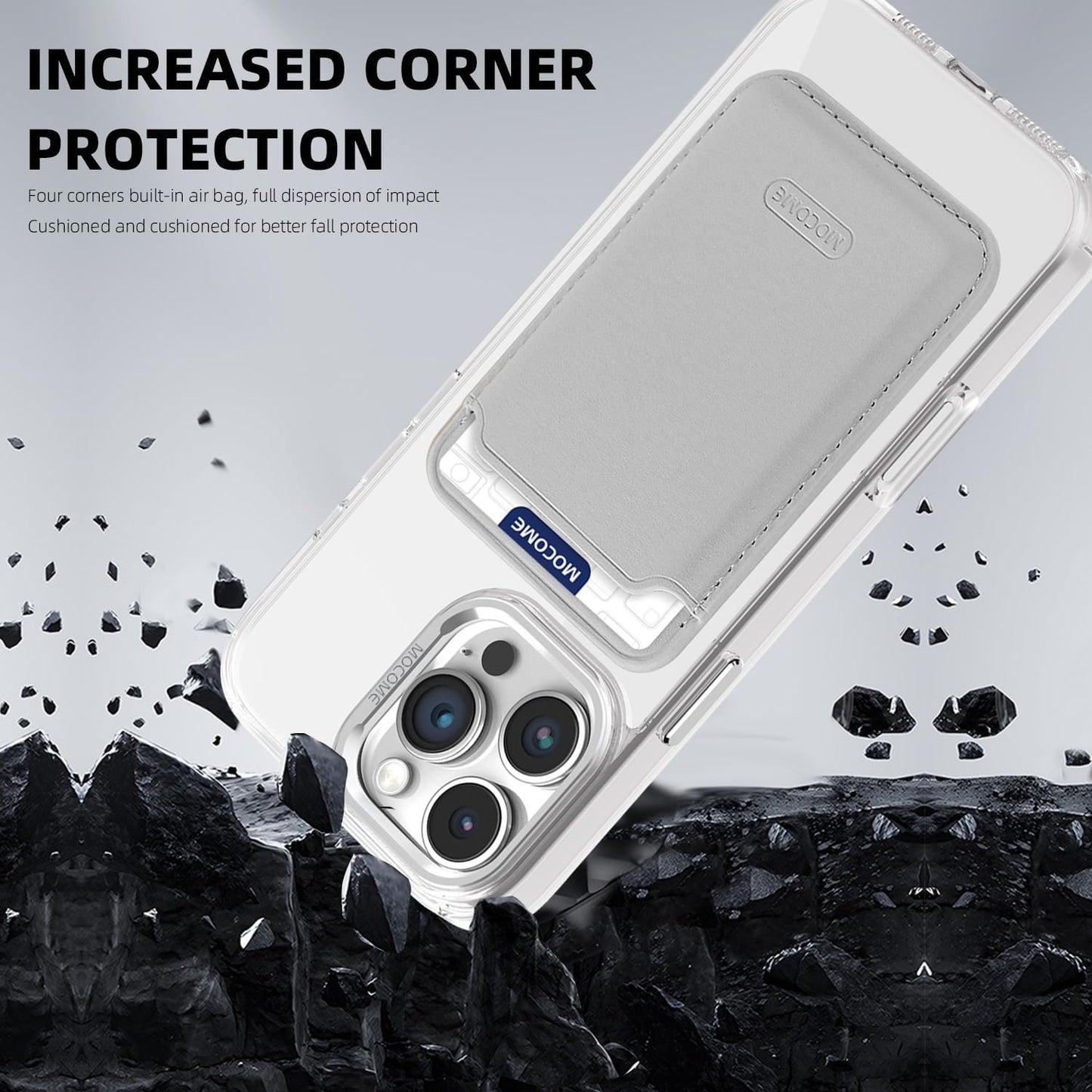 Magnetic transparent phone case for iPhone 16 Pro max, supports wireless charging, military-grade drop-proof, compatible with iPhone 16 Pro max Car magnetic bracket 2 in 1 magnetic card holder
