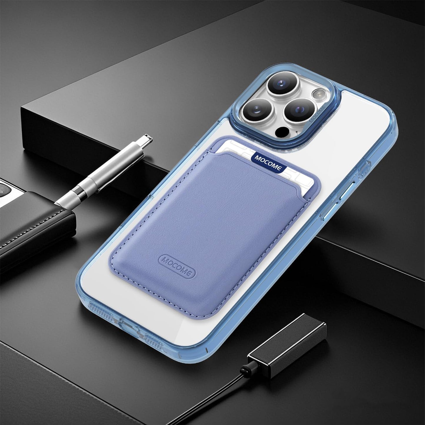 Magnetic transparent phone case for iPhone 16 Pro max, supports wireless charging, military-grade drop-proof, compatible with iPhone 16 Pro max Car magnetic bracket 2 in 1 magnetic card holder