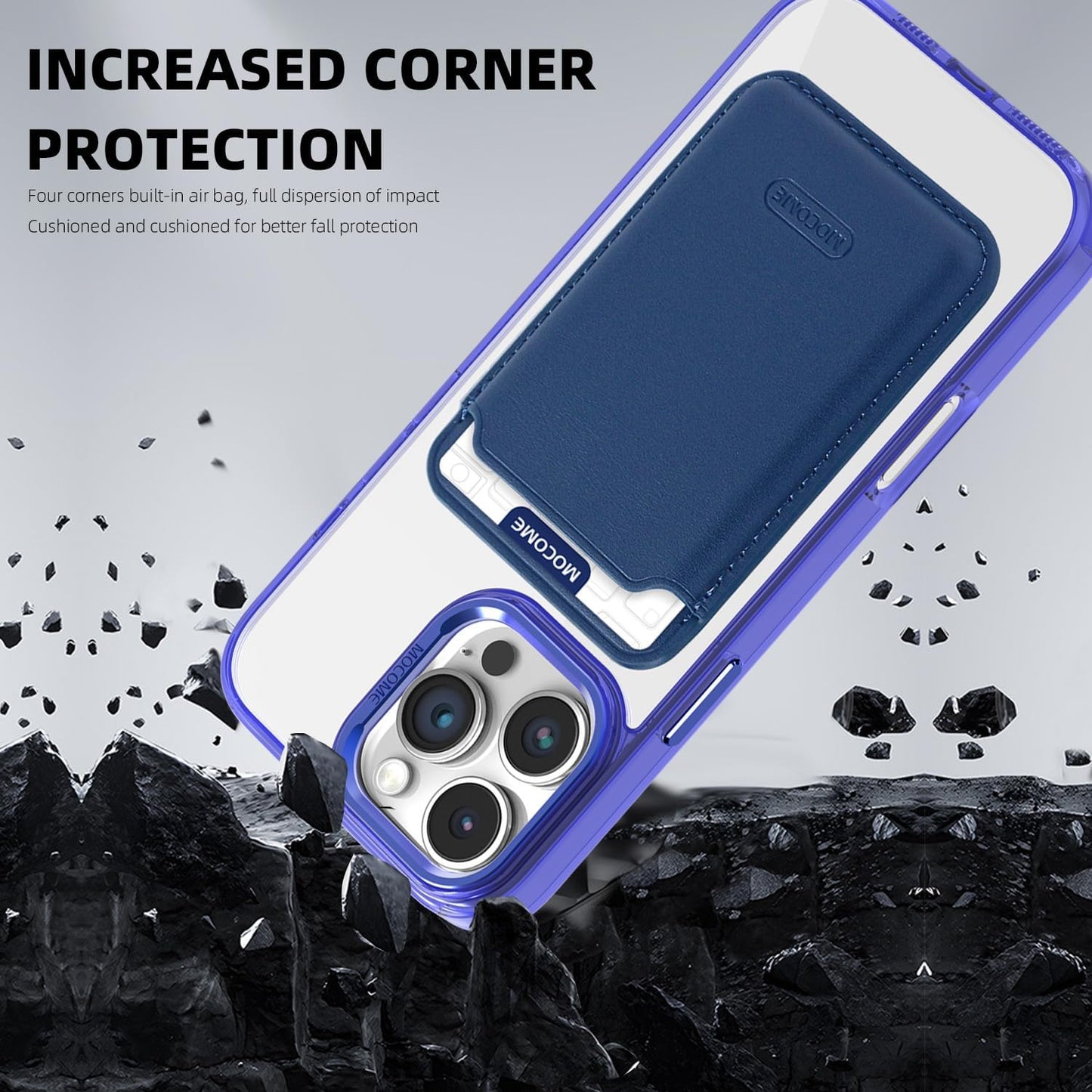 Magnetic transparent phone case for iPhone 16 Pro max, supports wireless charging, military-grade drop-proof, compatible with iPhone 16 Pro max Car magnetic bracket 2 in 1 magnetic card holder