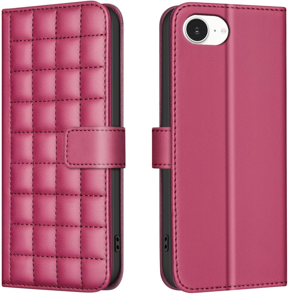 Plaid Wallet Phone Case for iPhone 16E, Wallet Phone Case, Flip Stand, Credit Card Slot Wallet With wrist strap Green