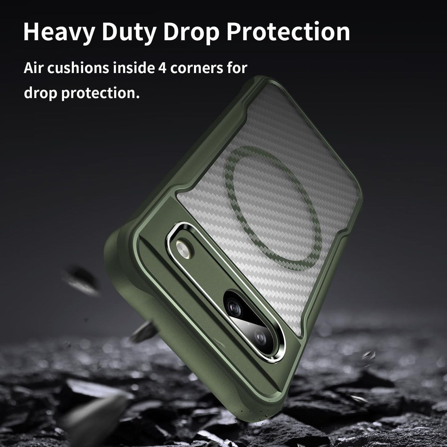 iTape Magnetic carbon fibre case forGoogle Pixel 8a, support wireless charging, carbon fibre shockproof slim case Black