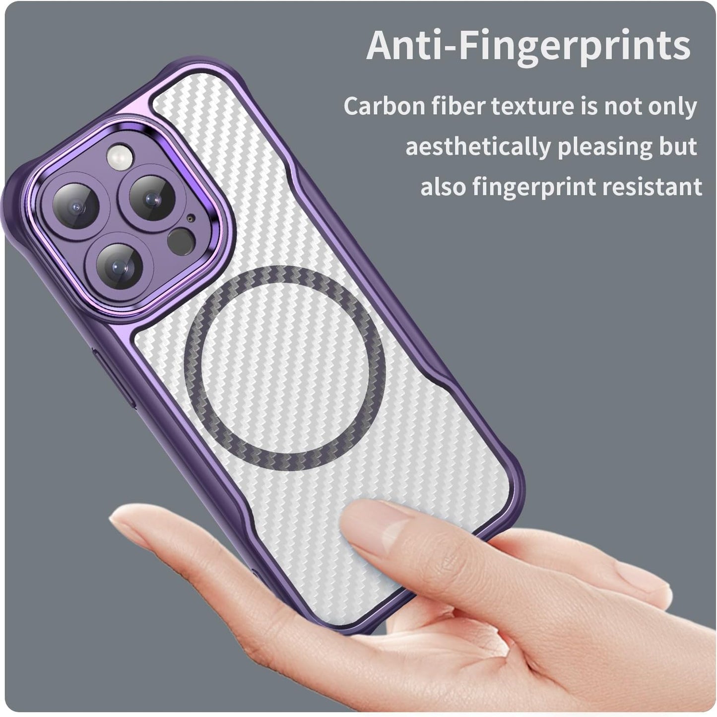 Magnetic carbon fibre case for iPhone 15 Pro, support wireless charging, carbon fibre shockproof slim case Blue