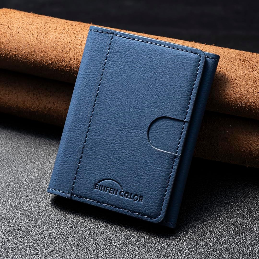 iTape Leather Magnetic Phone Wallet Compatible with Various Phone Models Android and iOS, Solid Color Magnetic Card Holder Ultra-thin Trifold Wallet Card Holder Flip Stand Red