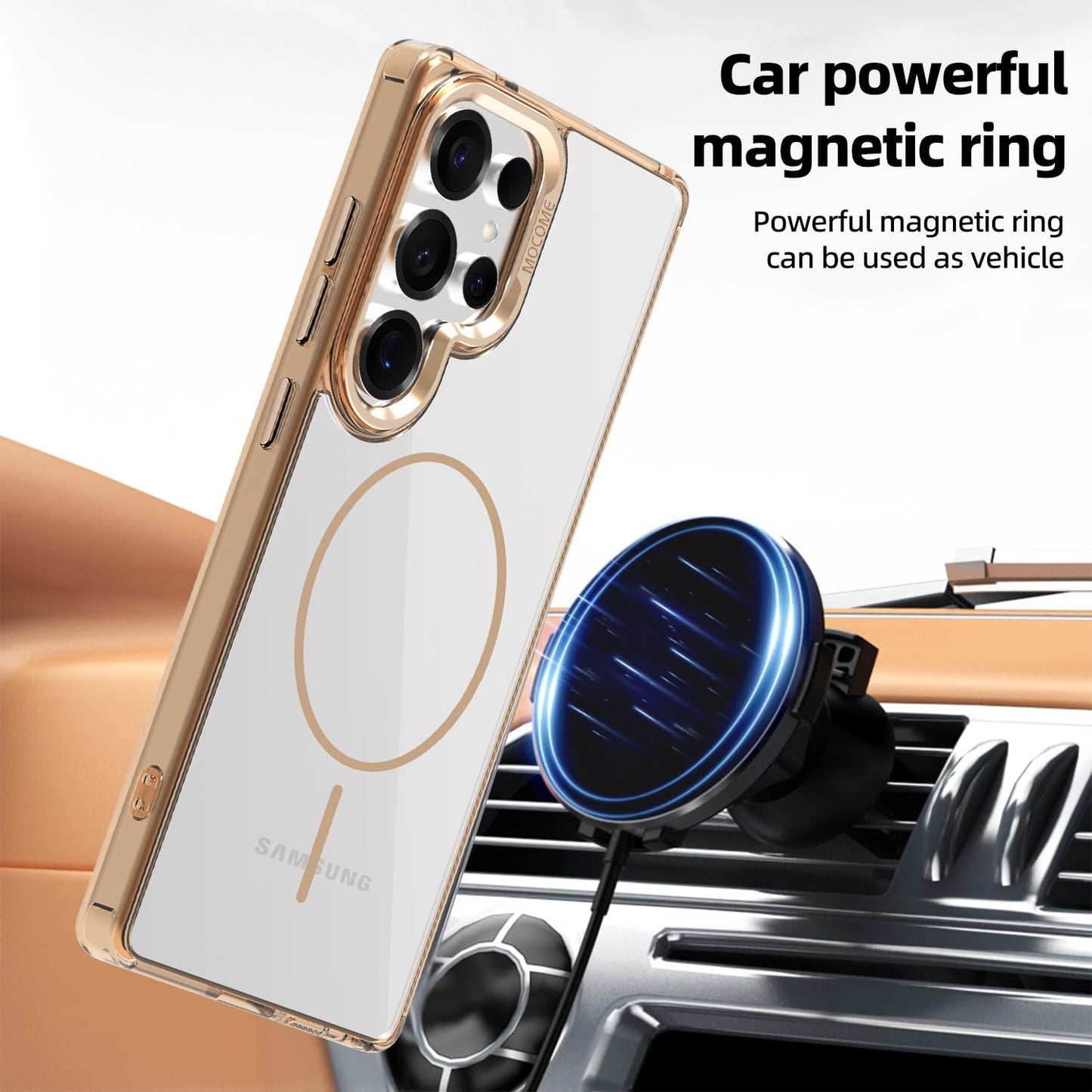 iTape Magnetic transparent phone case for Samsung Galaxy S25 Ultra, supports wireless charging, military-grade drop-proof, Car magnetic bracket 2 in 1 magnetic card holder