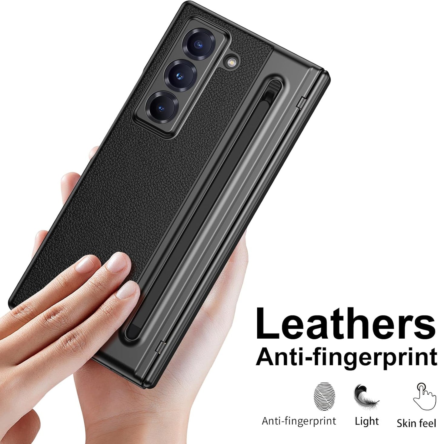 iTape Lightweight phone case for Samsung W25, hinged case supports wireless charging with lens protection, screen protector, complimentary stylus, drop-proof and fingerprint resistant Gold