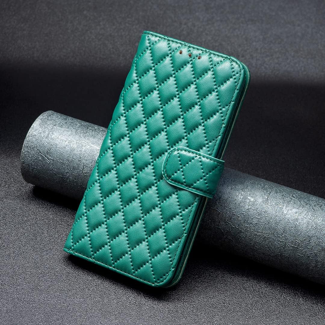 Diamond Wallet Case for iPhone 16E, Magnetic Snap Wallet Case, Flip-Stand for Shockproof Protection Green