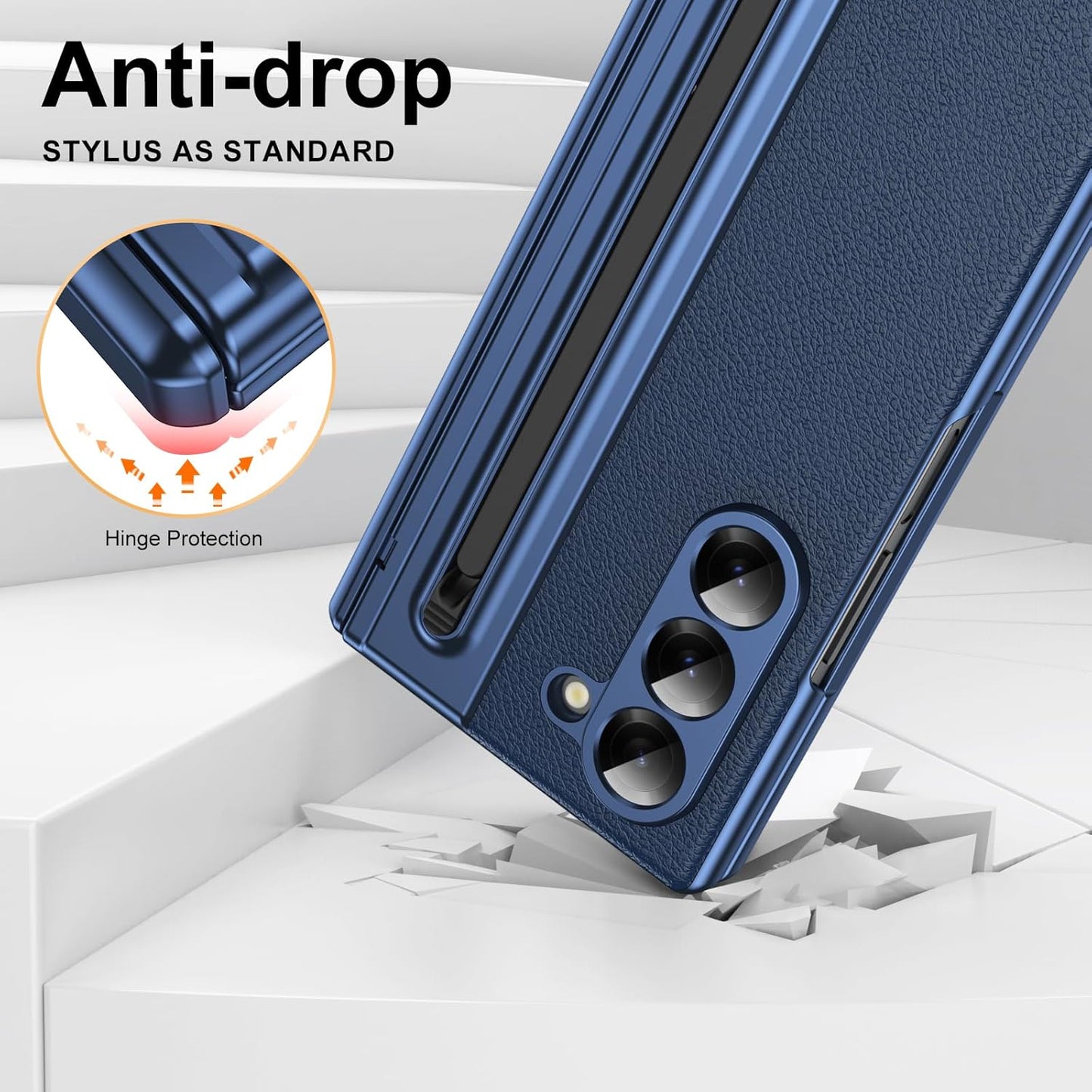 Lightweight phone case for Samsung Galaxy Z Fold6, hinged case supports wireless charging with lens protection, screen protector, complimentary stylus, drop-proof and fingerprint resistant
