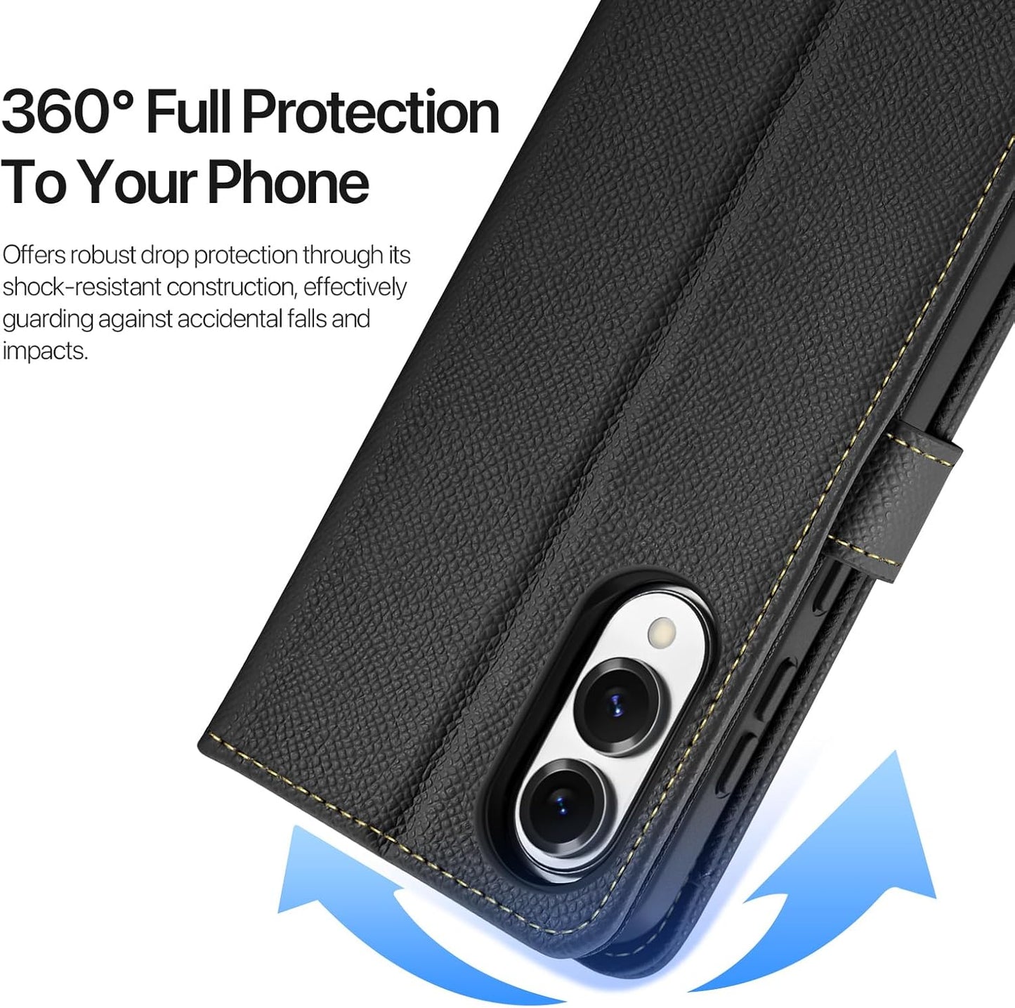 iTape Two-in-one magnetic mobile phone case for Samsung Galaxy S25 Edge, wallet-style mobile phone case with silicone shockproof protective shell supports wireless charging Light Blue