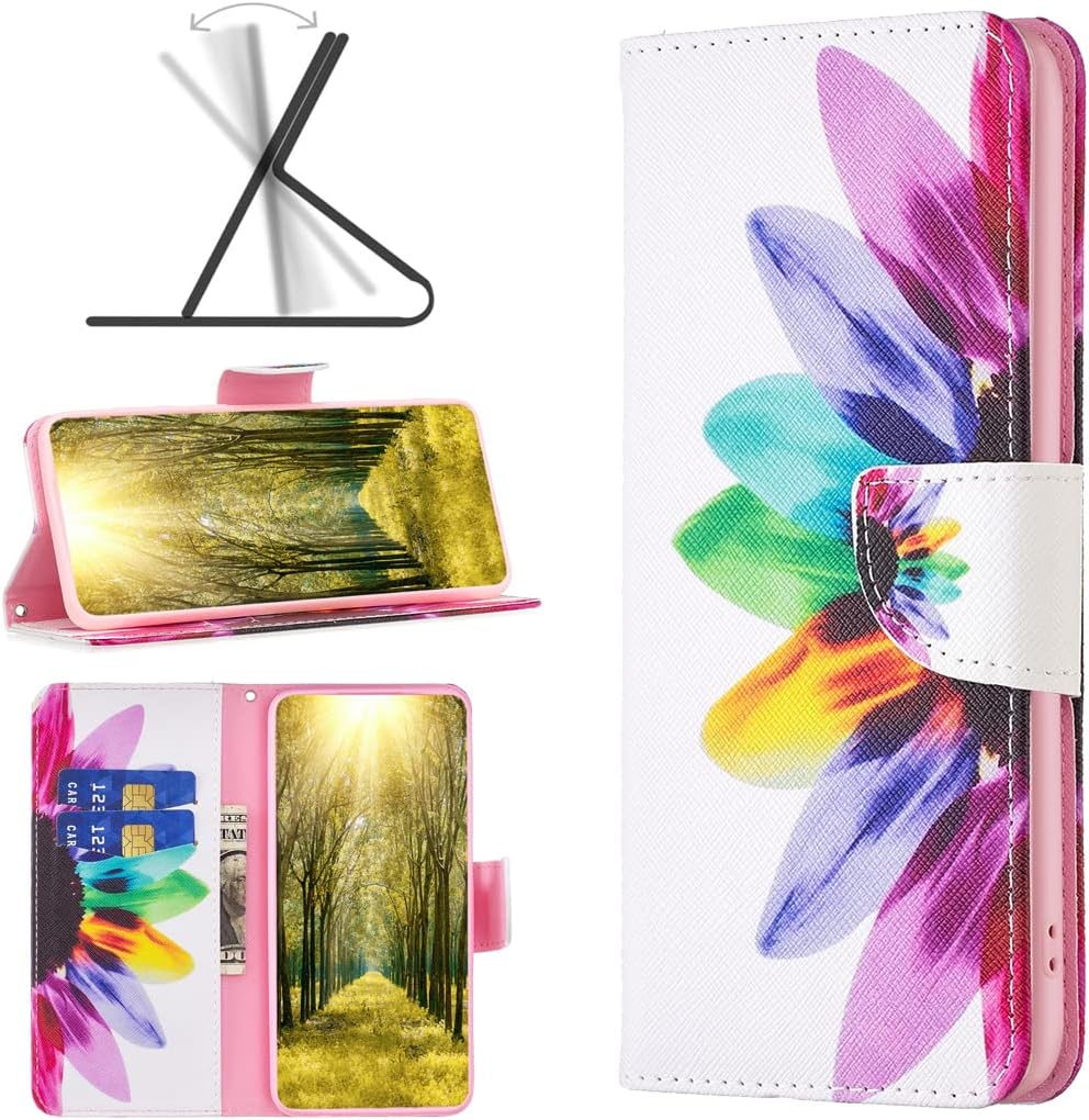 Painted phone case for iPhone 16E, magnetic closure wallet case, multiple card slots, wallet, flip cover, shockproof protection